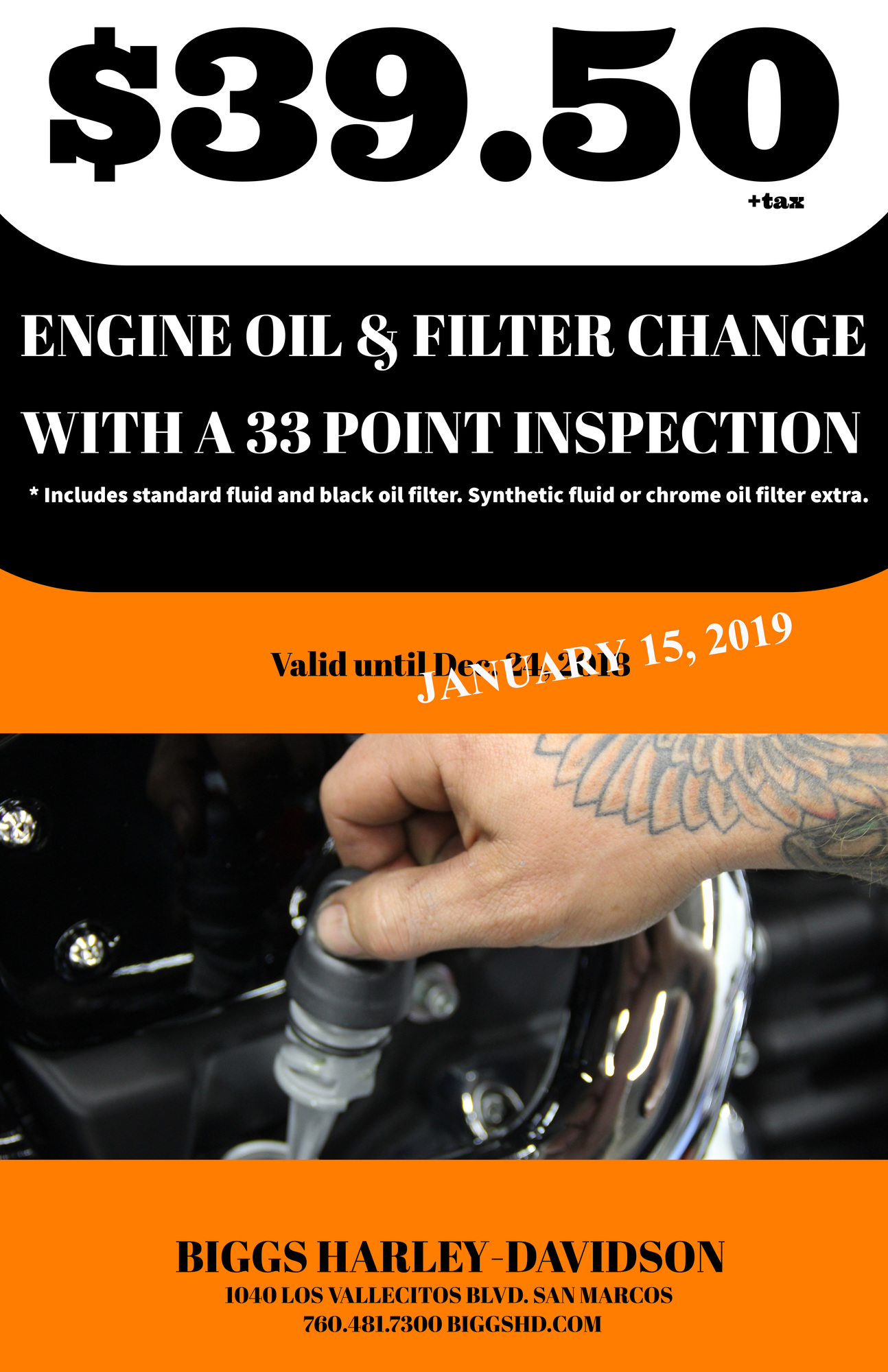 harley dealer oil change cost